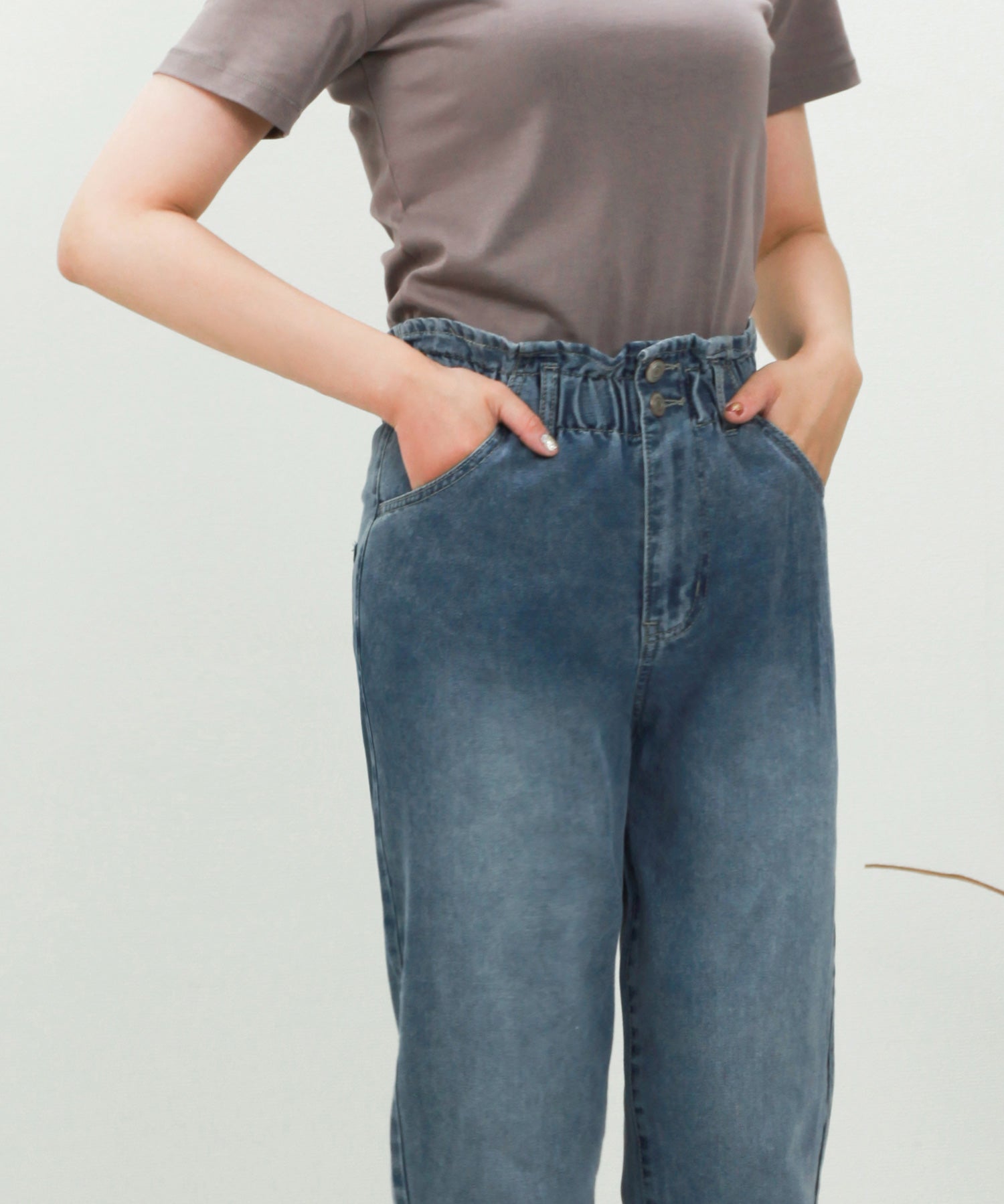 デニムウエストギャザーパンツsdprb228043 ブルー