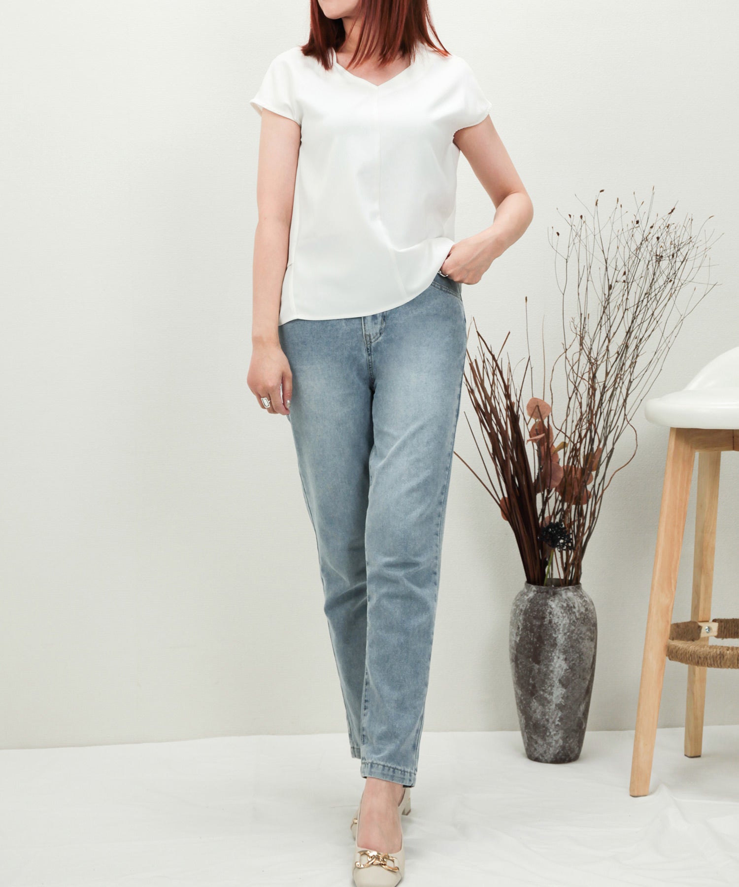 デニムウエストギャザーパンツsdprb228043 ライトブルー