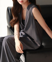 IラインシルエットVネックサロペットsdprb2720 チャコール