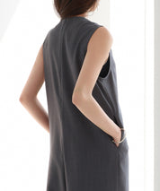 IラインシルエットVネックサロペットsdprb2720 チャコール