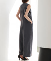 IラインシルエットVネックサロペットsdprb2720 チャコール