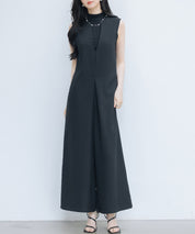 IラインシルエットVネックサロペットsdprb2720 ブラック