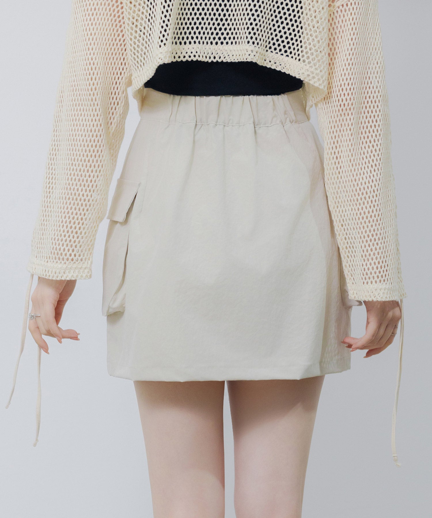 ナイロンカーゴ風ミニスカートsdprb2740 アイボリー