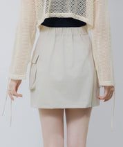 ナイロンカーゴ風ミニスカートsdprb2740 アイボリー