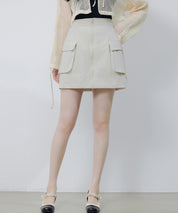 ナイロンカーゴ風ミニスカートsdprb2740 アイボリー