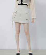 ナイロンカーゴ風ミニスカートsdprb2740 アイボリー