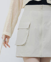 ナイロンカーゴ風ミニスカートsdprb2740 アイボリー