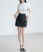 ナイロンカーゴ風ミニスカートsdprb2740 ブラック