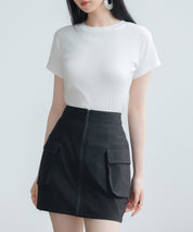 ナイロンカーゴ風ミニスカートsdprb2740 ブラック