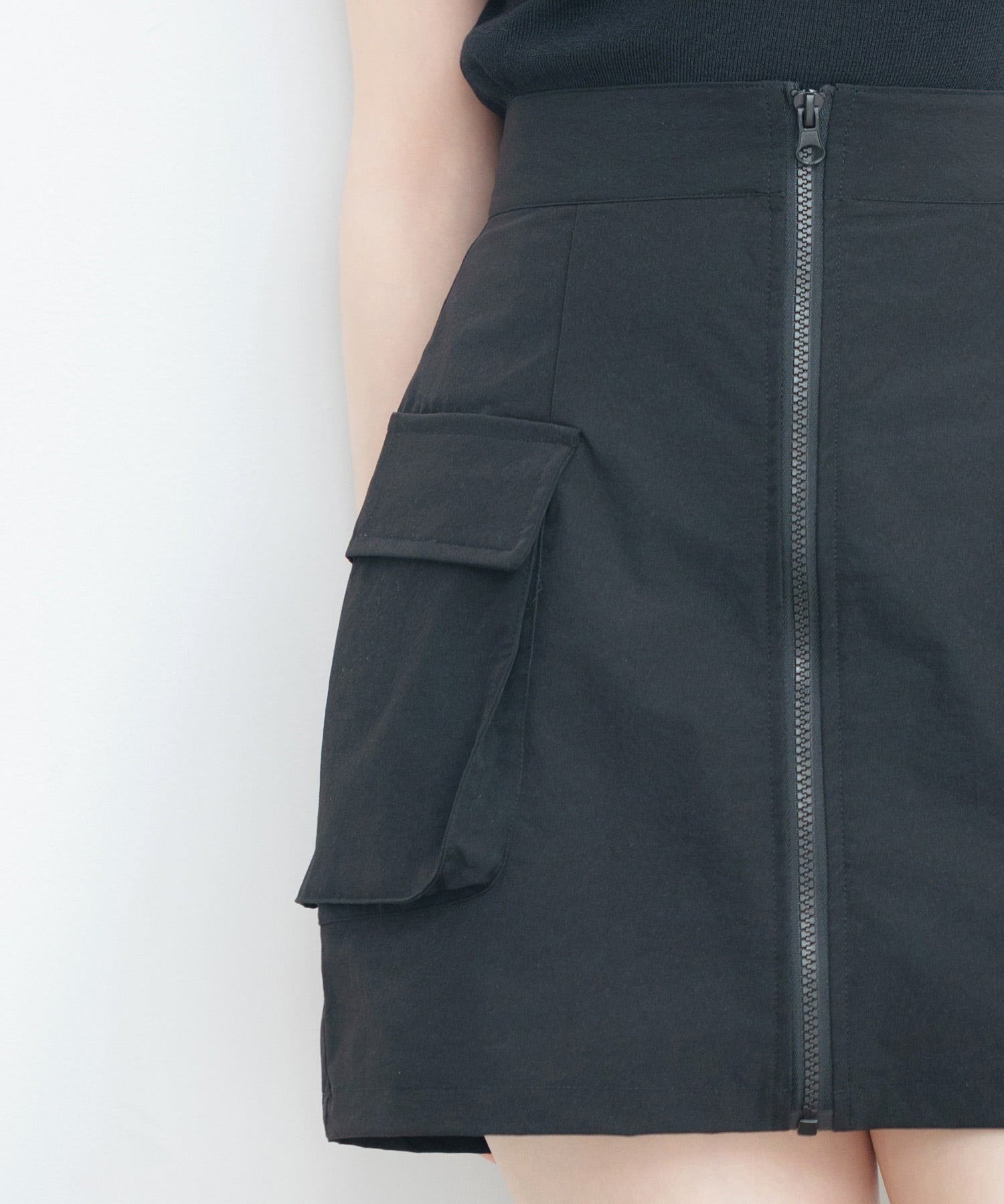 ナイロンカーゴ風ミニスカートsdprb2740 ブラック