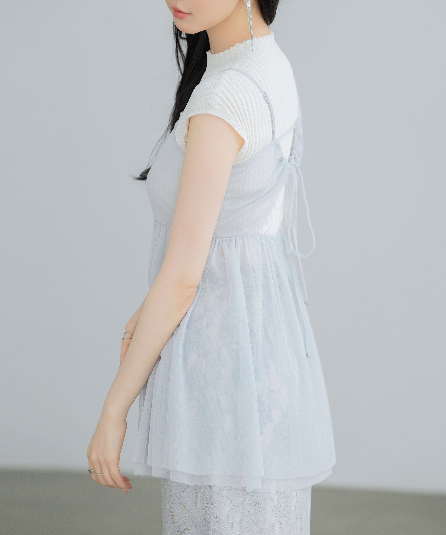 バックリボンチュールキャミビスチェsdprb4352 ライトグレー