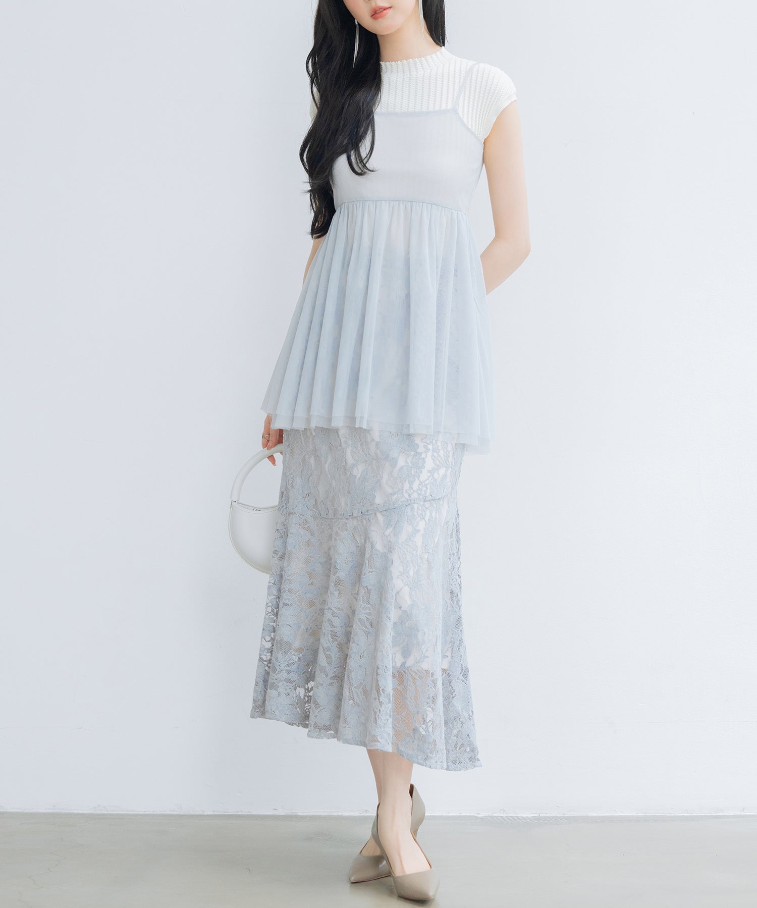 バックリボンチュールキャミビスチェsdprb4352 ライトグレー