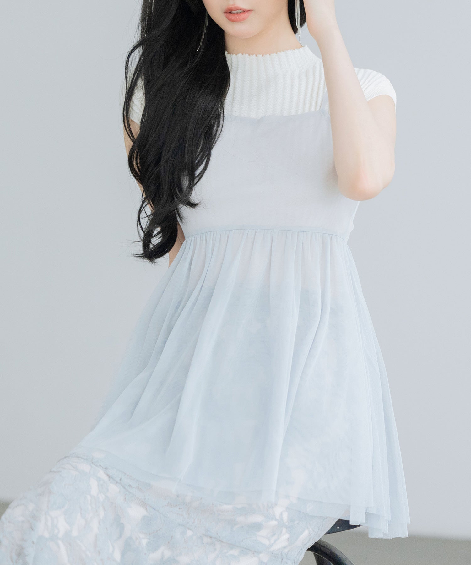 バックリボンチュールキャミビスチェsdprb4352 ライトグレー