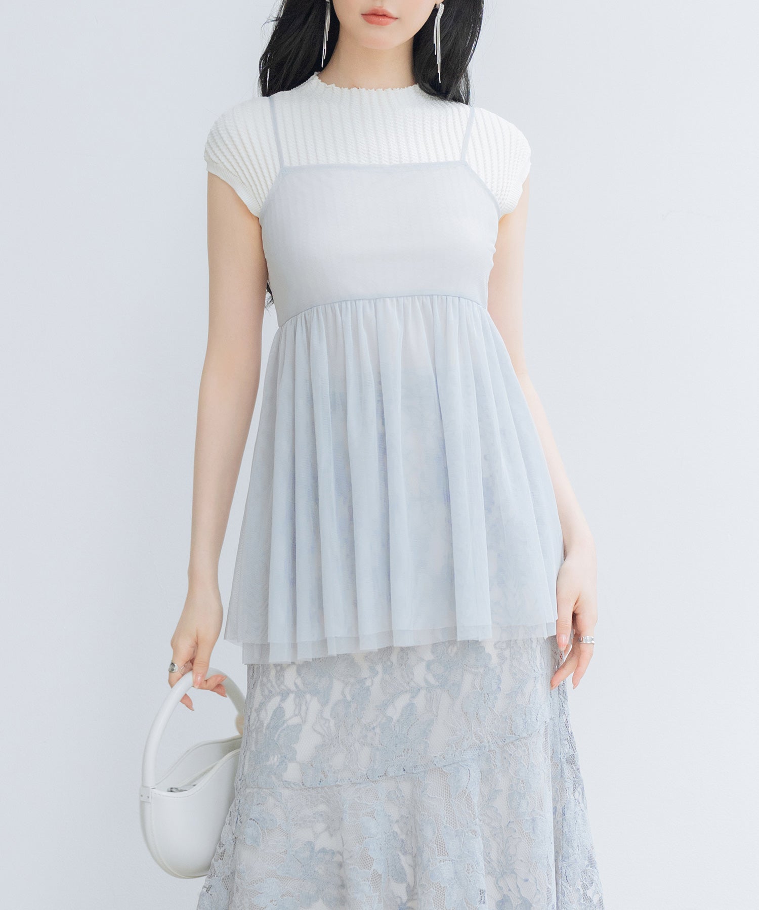 バックリボンチュールキャミビスチェsdprb4352 ライトグレー