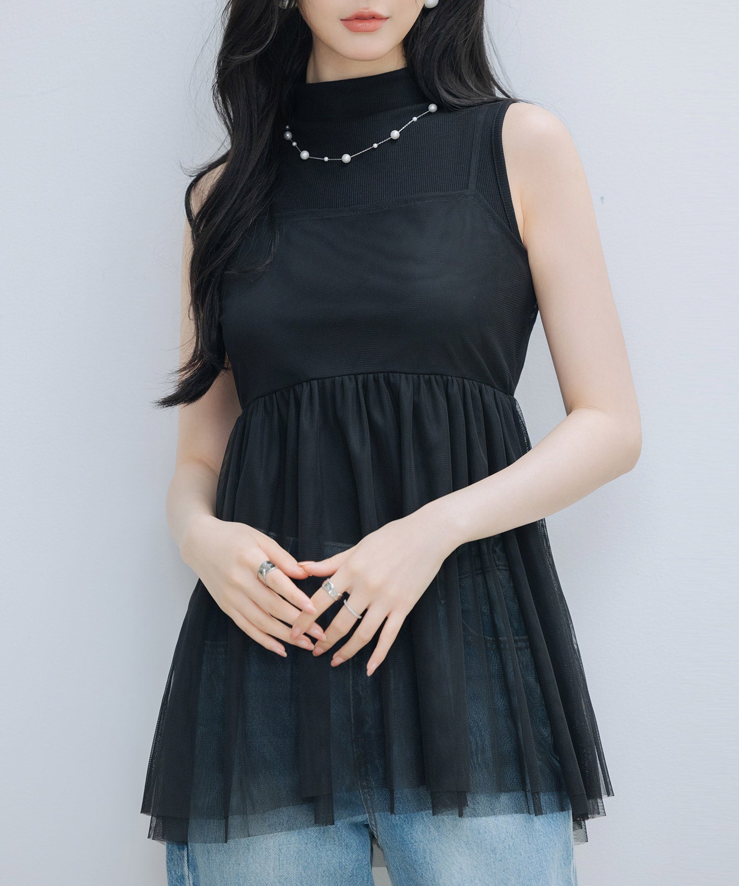 バックリボンチュールキャミビスチェsdprb4352 ブラック