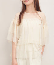 7分袖丈ティアードチュールブラウスsdprb4365-103-38