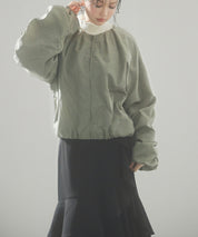 ノーカラー袖ギャザーブルゾンsdprb7010 ライトカーキ