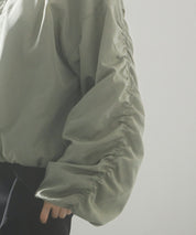 ノーカラー袖ギャザーブルゾンsdprb7010 ライトカーキ