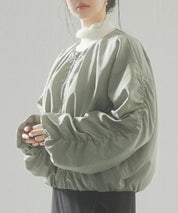 ノーカラー袖ギャザーブルゾンsdprb7010 ライトカーキ