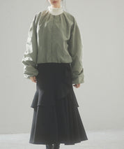 ノーカラー袖ギャザーブルゾンsdprb7010 ライトカーキ