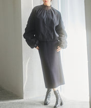 ノーカラー袖ギャザーブルゾンsdprb7010 ブラック