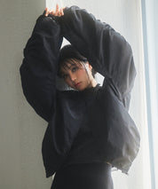 ノーカラー袖ギャザーブルゾンsdprb7010 ブラック