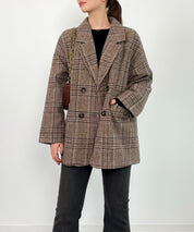 チャック柄ミドル丈ジャケット 【セットアップ対応】sdprb8065 ブラウン