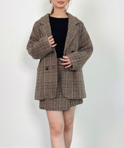 チャック柄ミドル丈ジャケット 【セットアップ対応】sdprb8065 ブラウン