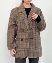 チャック柄ミドル丈ジャケット 【セットアップ対応】sdprb8065 ブラウン