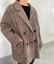 チャック柄ミドル丈ジャケット 【セットアップ対応】sdprb8065 ブラウン