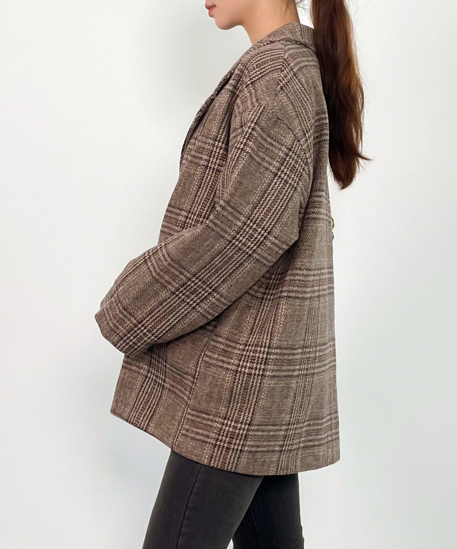 チャック柄ミドル丈ジャケット 【セットアップ対応】sdprb8065 ブラウン