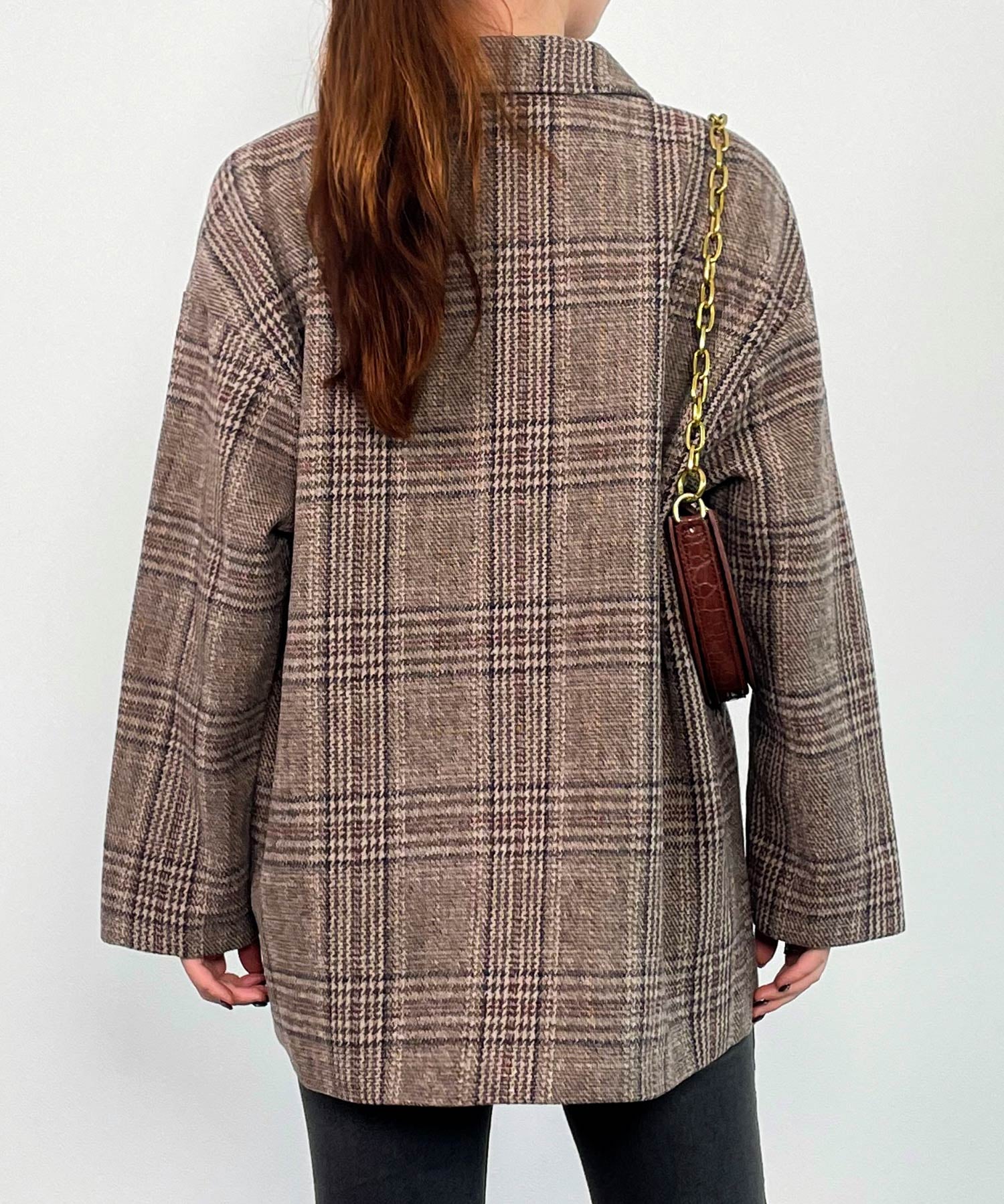 チャック柄ミドル丈ジャケット 【セットアップ対応】sdprb8065 ブラウン