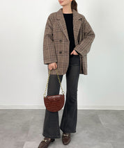 チャック柄ミドル丈ジャケット 【セットアップ対応】sdprb8065 ブラウン