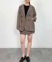 チャック柄ミドル丈ジャケット 【セットアップ対応】sdprb8065 ブラウン