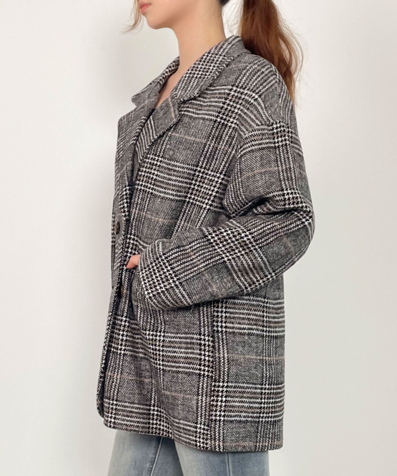 チャック柄ミドル丈ジャケット 【セットアップ対応】sdprb8065 ブラック