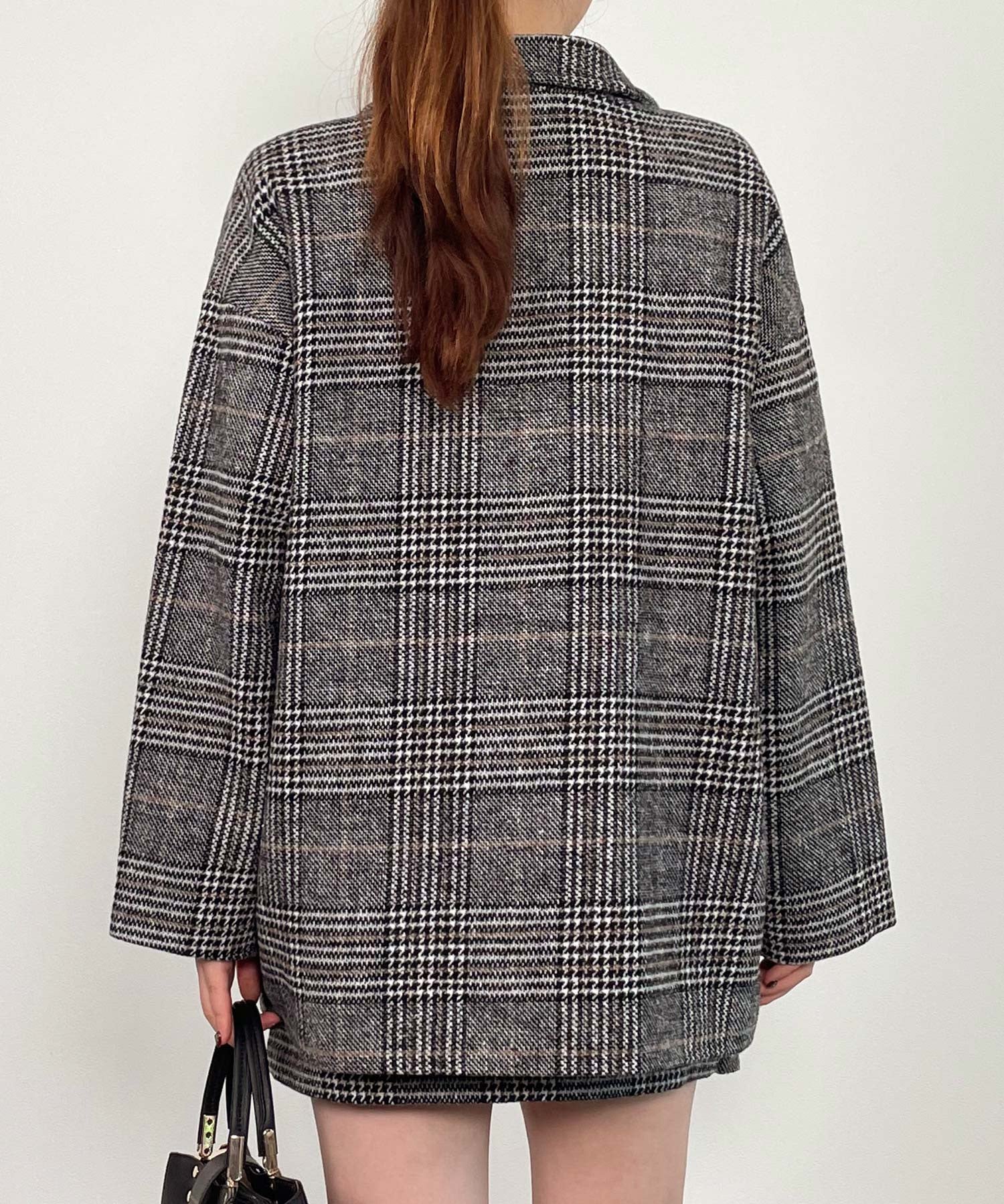 チャック柄ミドル丈ジャケット 【セットアップ対応】sdprb8065 ブラック