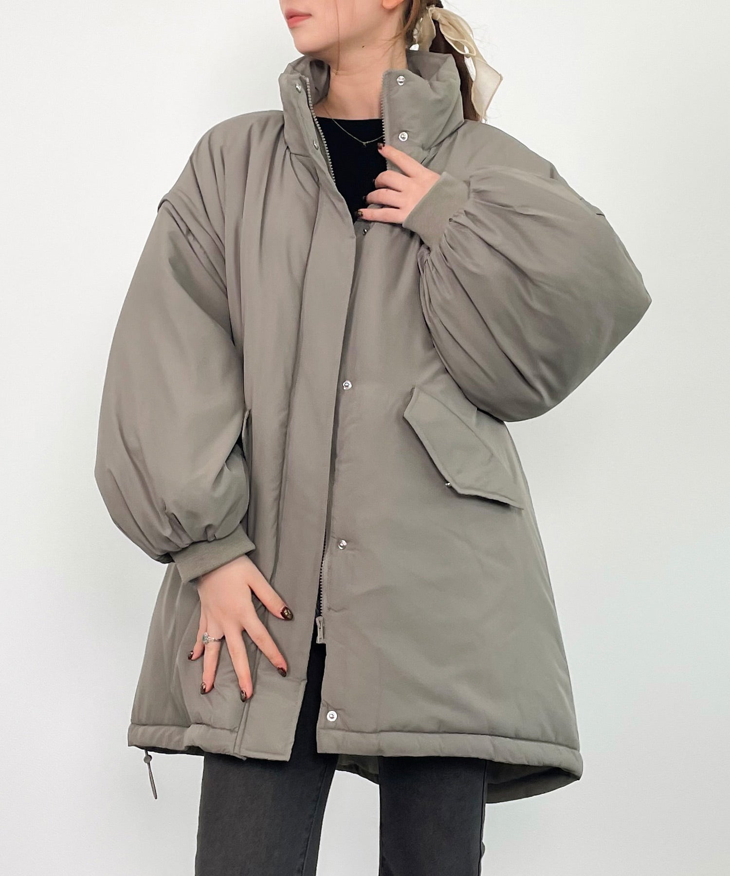 2way袖取り外しスタンドカラーコート/ベストsdprb8148-103-22