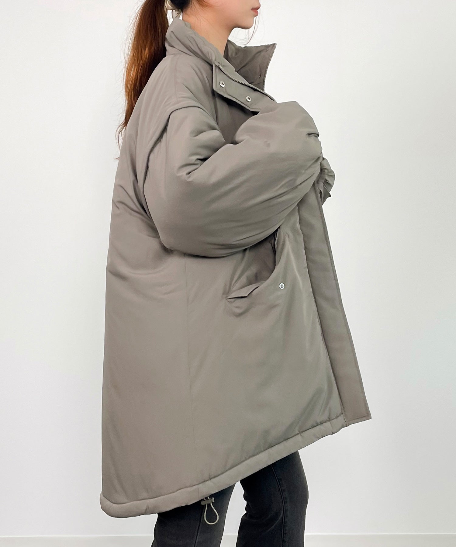 2way袖取り外しスタンドカラーコート/ベストsdprb8148 カーキ