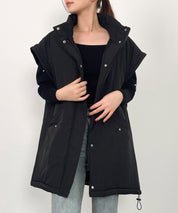 2way袖取り外しスタンドカラーコート/ベストsdprb8148 ブラック