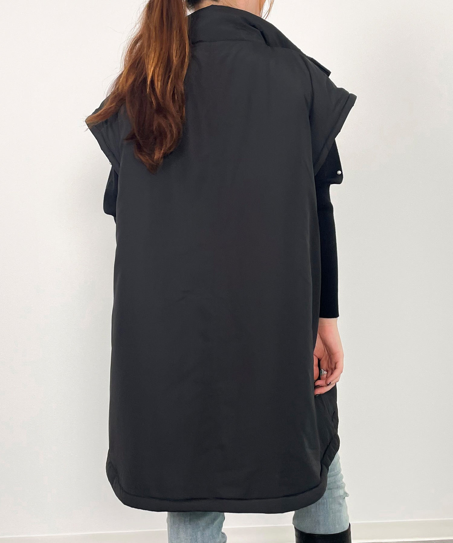 2way袖取り外しスタンドカラーコート/ベストsdprb8148 ブラック