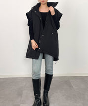 2way袖取り外しスタンドカラーコート/ベストsdprb8148 ブラック