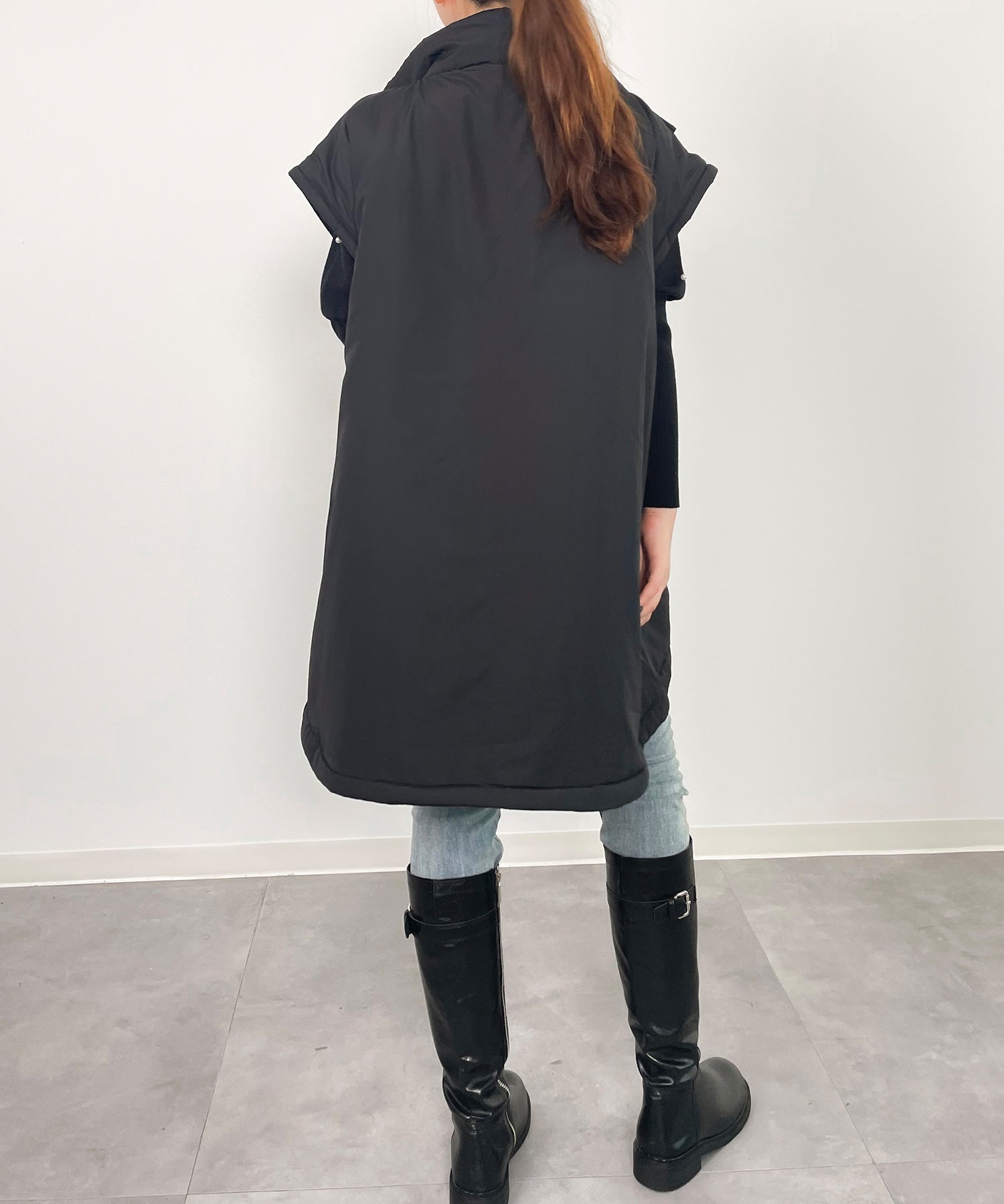 2way袖取り外しスタンドカラーコート/ベストsdprb8148 ブラック