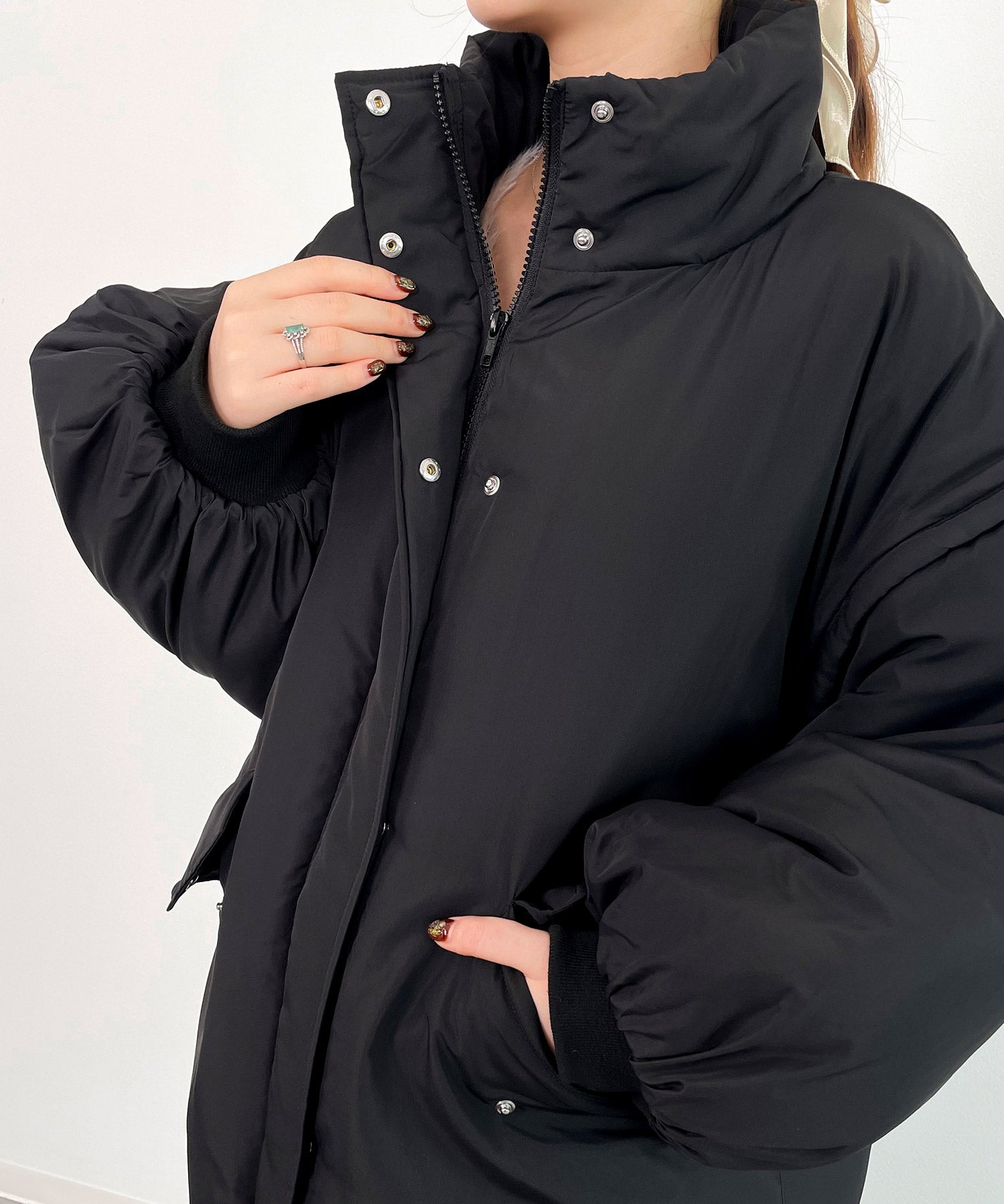 2way袖取り外しスタンドカラーコート/ベストsdprb8148 ブラック