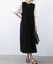 パフスリープクルーネックワンピースsdprrt3420-101-1