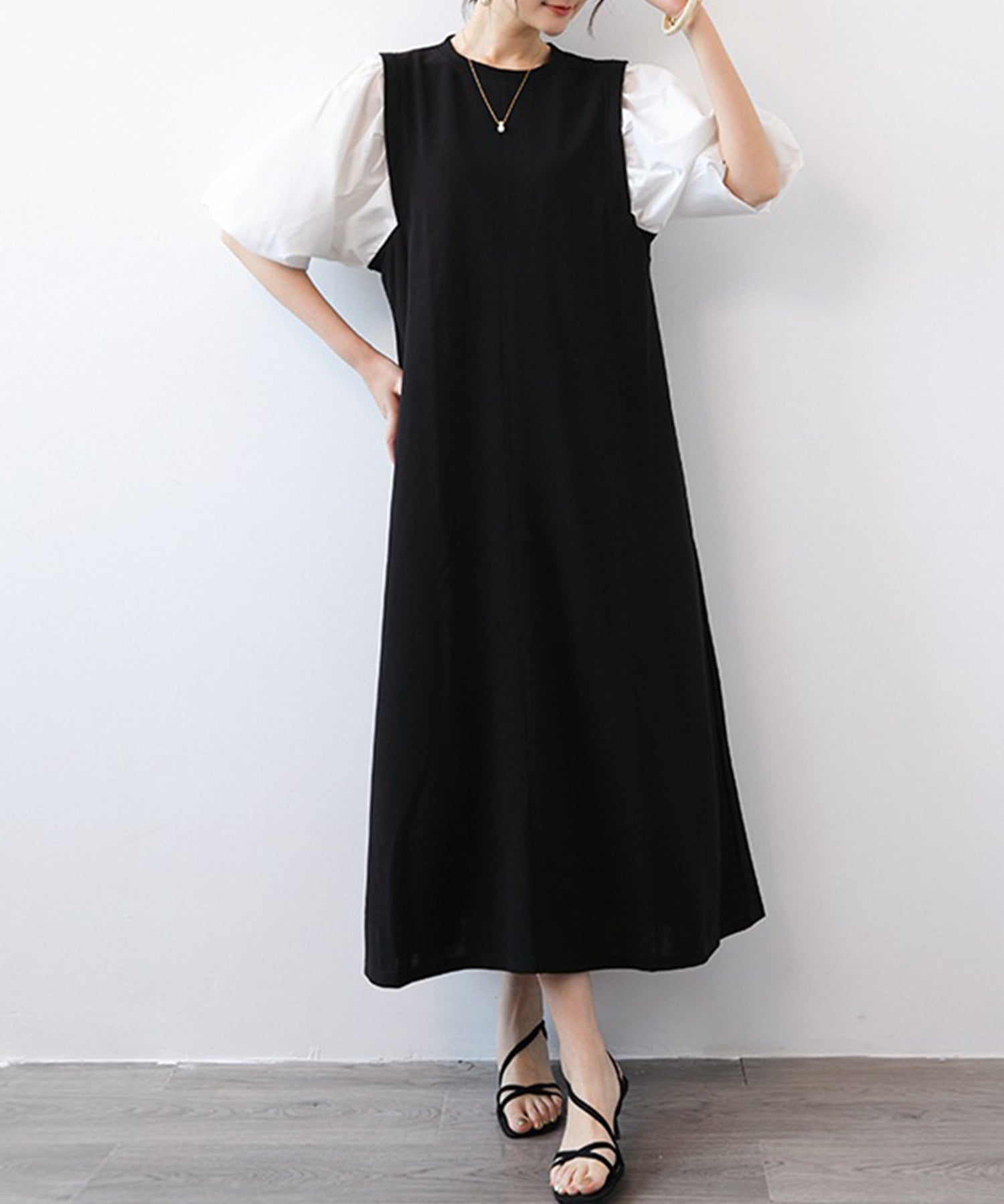 パフスリープクルーネックワンピースsdprrt3420 ホワイト