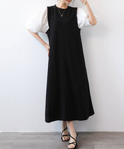 パフスリープクルーネックワンピースsdprrt3420 ホワイト