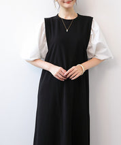 パフスリープクルーネックワンピースsdprrt3420 ホワイト