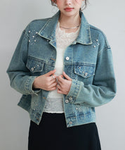 ビジューデニムジャケットsdpskw8032 ブルー