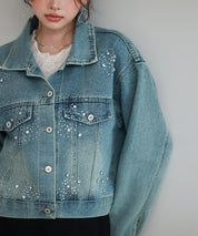 ビジューデニムジャケットsdpskw8032 ブルー