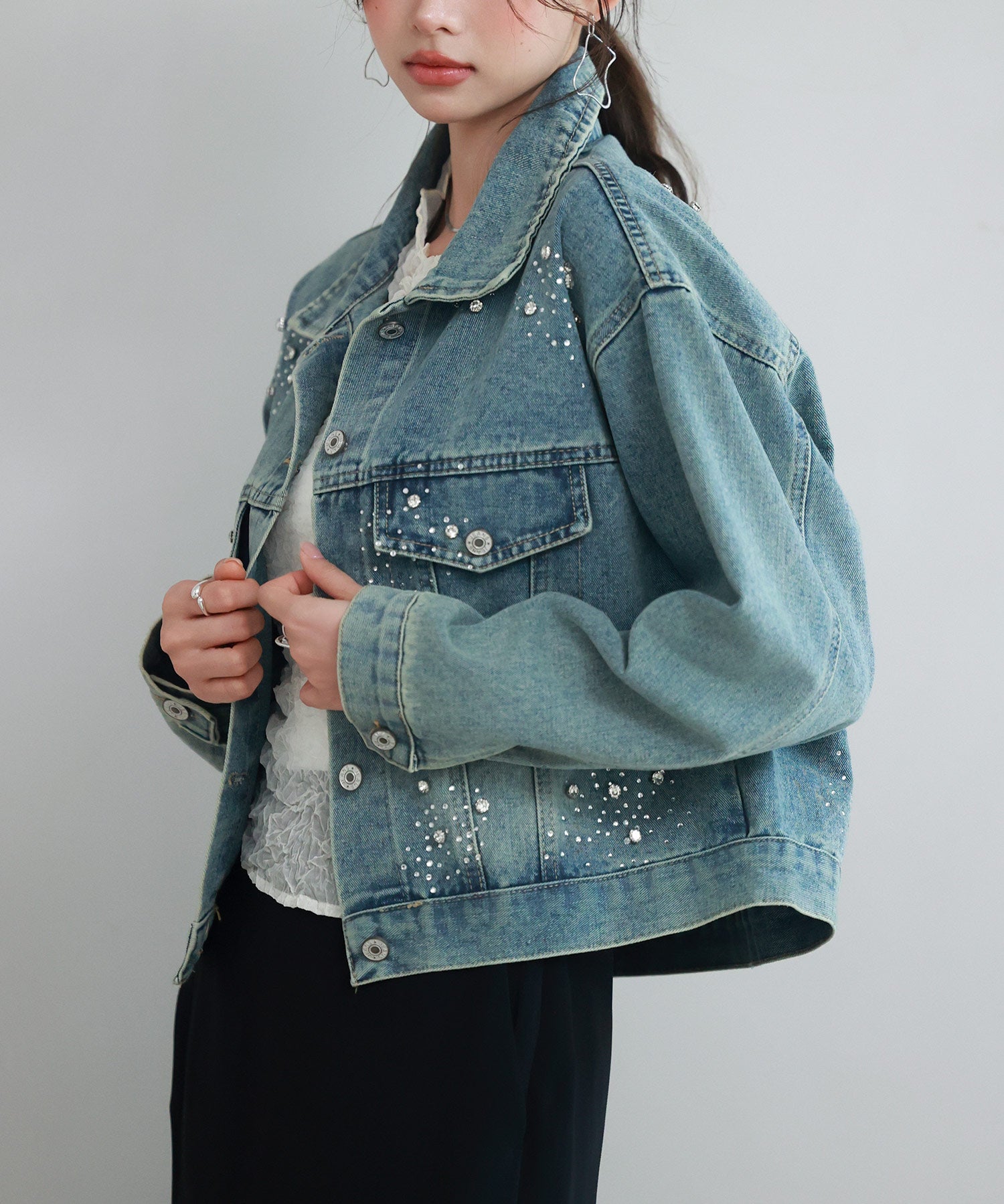 ビジューデニムジャケットsdpskw8032 ブルー